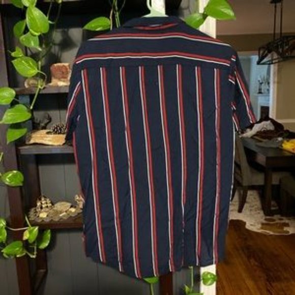 Denim and Flower Striped Button Down - Picture 2 of 3